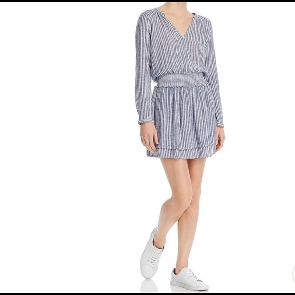Rails Jasmine Dress Linen Blend Blue & White Stripe Size Large NEW - Picture 3 of 14
